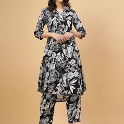 Pistaa Floral Printed Regular Pure Cotton Kurta with Trousers-picture-19