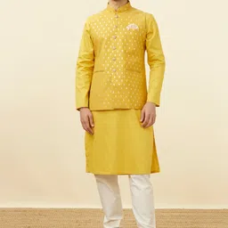 Manyavar Mandarin Collar Ethnic Motifs Woven Design Nehru Jacket-image-84