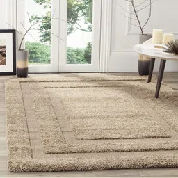 IMRA CARPET Beige Geometric Shaggy Carpet-picture-39