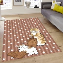 Sparrow world Camel Brown & White Bohemian Printed Anti-Skid Carpet-3