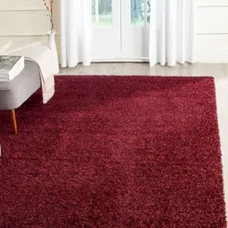 Shopgallery Maroon Textured Anti Skid Rectangle Shaggy Carpet-3
