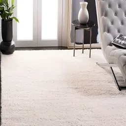 Shopgallery Cream Textured Anti Skid Rectangle Shaggy Carpet-picture-57