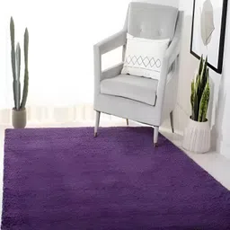 Shopgallery Purple Textured Anti Skid Rectangle Shaggy Carpet-49