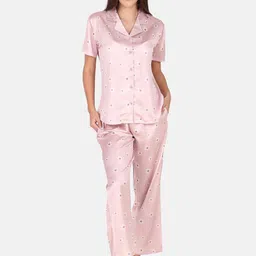 Masha Pink & White Floral Printed Night suit-image-31