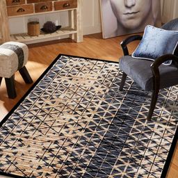 MODEFE Cream-Coloured Geometric Anti-Skid Nylon Carpet-picture-43