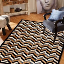 MODEFE Brown & Beige Geometric Anti-Skid Carpet-7