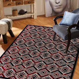 MODEFE Maroon & White Geometric Anti-Skid Carpet-picture-2