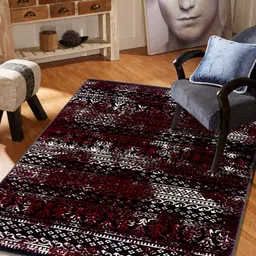 MODEFE Maroon & Cream Ethnic Motifs Anti-Skid Carpet-45