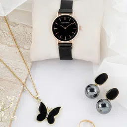 JOKER & WITCH Women Black Midnight Stroll Love Stack Watch Gift Set-image-53
