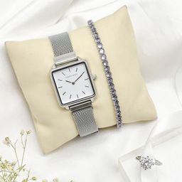 JOKER & WITCH Women Silver Toned Watch Gift Set-16