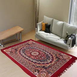 RRC Maroon Ethnic Motifs Velvet Carpet-7