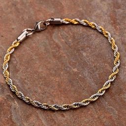 Dare by Voylla Men Gold-Toned & Silver-Toned Link Bracelet-image-71