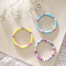 Yellow Chimes Unisex Set of 3 Heishi Lightweight Stack Rainbow Summer Beach Bracelets-46