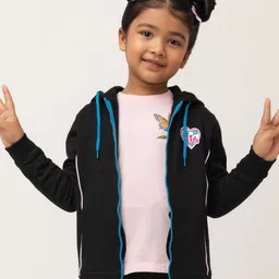 Purple United Kids Girls Hooded Fleece Jacket-image-57