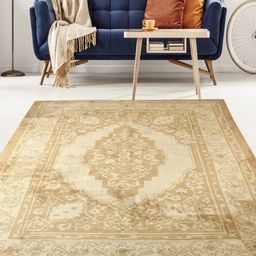 Saral Home Beige Self-Design Cotton Carpet-31