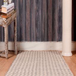 HANDICRAFT PALACE Beige & Black Geometric Hand Block Printed Cotton Carpet-picture-23