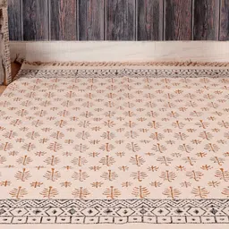 HANDICRAFT PALACE Beige & Brown Hand Block Printed Cotton Carpet-picture-26