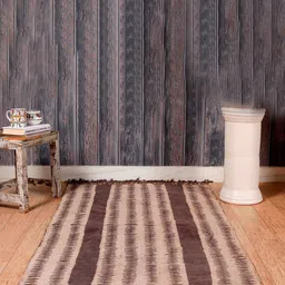 HANDICRAFT PALACE Brown & Beige Hand Block Printed Cotton Carpet-22