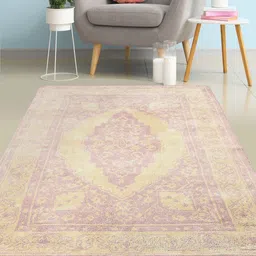 Saral Home Pink & Beige Printed Cotton Carpet-34