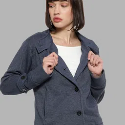 Campus Sutra Women Blue Windcheater Outdoor Bomber Jacket-picture-15
