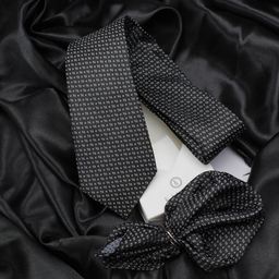 KOVOVE Men Black & White Tie with Square Pocket-picture-57