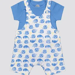 mothercare Infant Girls Printed Pure Cotton Dungaree Set-picture-4
