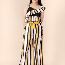 Naughty Ninos Girls Striped Printed Yellow Co-ord Set-image-84