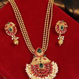 YouBella Gold-Plated AD-Studded & Beaded Jewellery Set-20