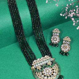 Yellow Chimes Gold-Plated Kundan-Studded & Beaded Jewellery Set-picture-45