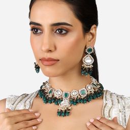 Zaveri Pearls Gold Plated Stones-Studded & Beaded Jewellery Set-39