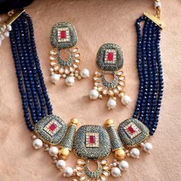 Shoshaa Gold Plated Kundan Studded Jewellery Set-image-26