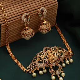 Jazz and Sizzle 22K Gold-Plated Stone Studded & Beaded Jewellery Set-49