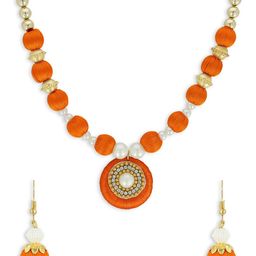 AKSHARA Girls Gold-Plated Stone Studded & Beaded Jewellery Set-10