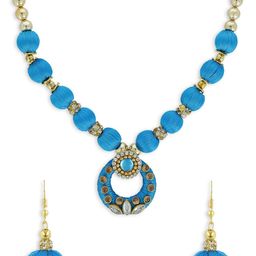 AKSHARA Girls Gold-Plated Stone Studded & Beaded Jewellery Set-43