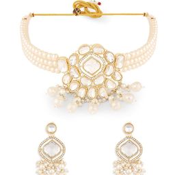 Zaveri Pearls Multistrand  Pearl-Beaded Jewellery Set-image-1
