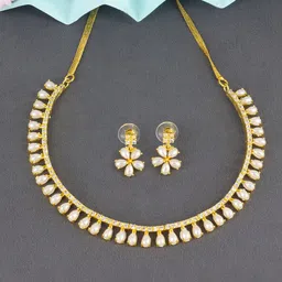 PRIVIU Gold Plated AD Stone Studded & Beaded Jewellery Set-picture-46