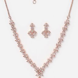 Anouk Rose Gold-Plated AD-Studded Necklace & Earrings-image-7