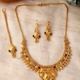 Silvermerc Designs Gold Plated & Gold Toned Temple Jewellery Set-91