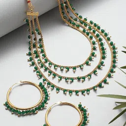 Kennice Gold-Plated Pearls Beaded Layered Jewellery Set-33