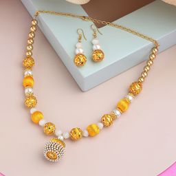 AKSHARA Gold-Plated Stone-Studded and Beaded Jewellery Set-4