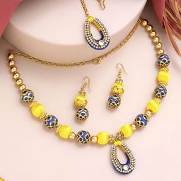 AKSHARA Gold-Plated Stone-Studded and Beaded Jewellery Set-5