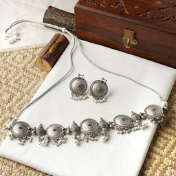 TEEJH Dogra Silver Beaded Oxidised Jewellery Set-41