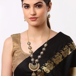 Arrabi Gold-Toned Meenakari Jewellery Set-11