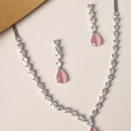 justpeachy Silver-Plated American Diamond-Studded Jewellery Set-13