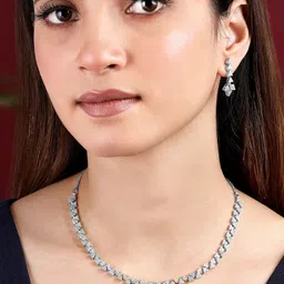 Peora Silver-Plated CZ-Stones Studded Jewellery Set-image-95