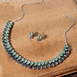 TEEJH Silver Stone-Studded Jewellery Set-picture-26