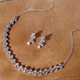 TEEJH Silver Stone-Studded Jewellery Set-picture-10