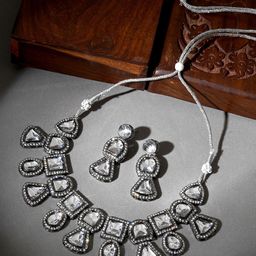 TEEJH Zahra Silver Stone-Studded Oxidised Jewellery Set-picture-13