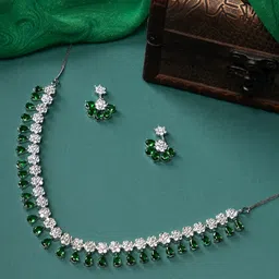 justpeachy Rhodium-Plated AD-Studded Jewellery Set-picture-11