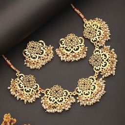 Jazz and Sizzle Gold-Plated Stone-Studded & Beaded Jewellery Set-95
